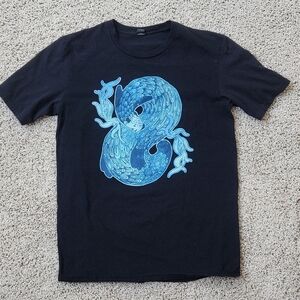 Swirling Wave Otter Unisex Cotton Tee Color Black Size M